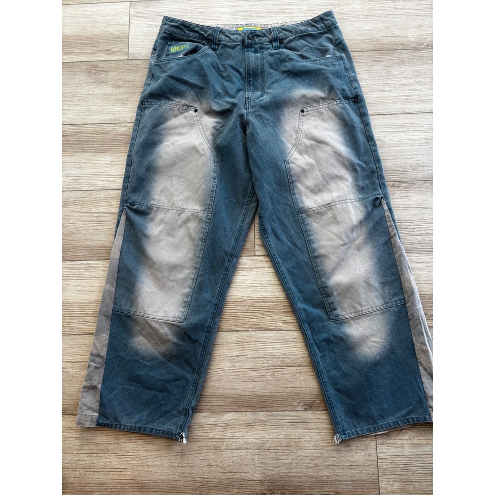 Empyre Mens Loose Fit Faded Blue Canvas Double Knee Skate Pants Size 34 *FLAW